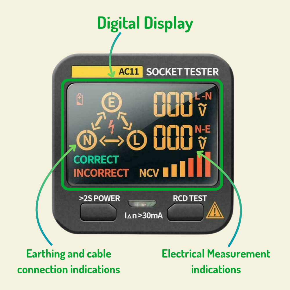 GroundTrust Socket Earth Tester – Check Polarity & Safety